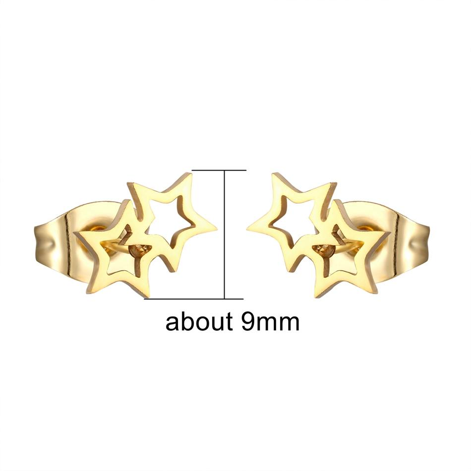 12 pares de pendientes de estrella para mujer y hombre, joyería para Piercing en la oreja, conjunto de pendientes de tuerca de acero inoxidable, , de de reventa: Pistola negra plateada