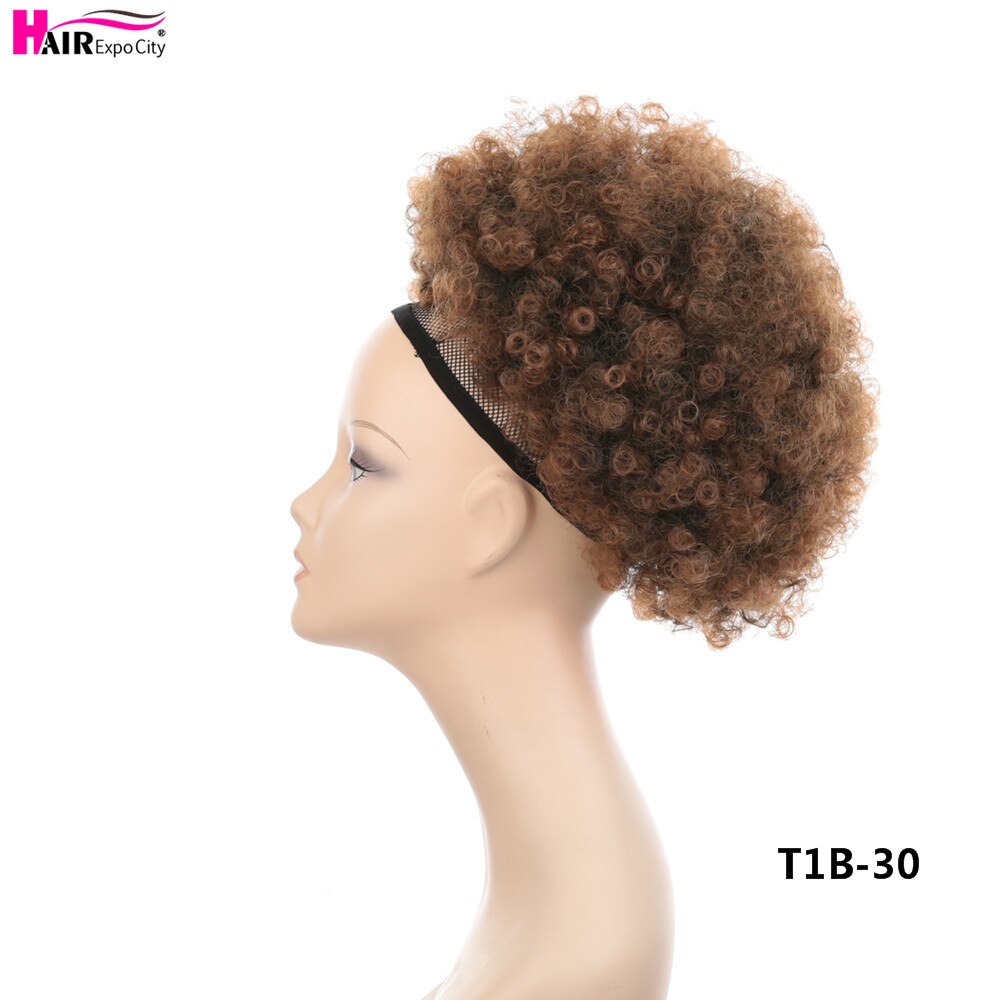 10" Short Curly Synthetic Hair Chignon Postiche Chignon With Two Plastic Combs Ponitail Buns For Women Wedding Chignon Mariage: T1B/30