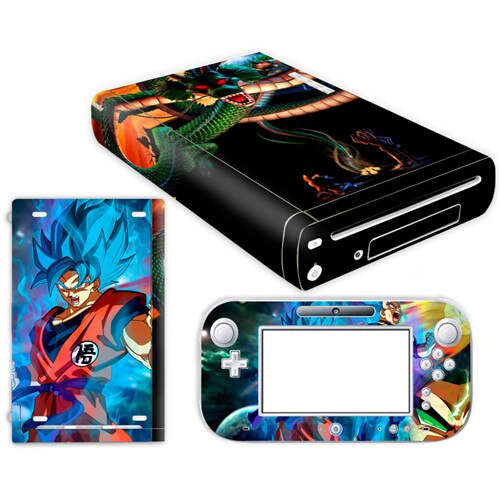 Pegatina de piel de Super Dragon Ball Z Goku para Nintendo Wii U funda de consola con controles remotos para Nintend wii u etiqueta engomada: YS-WIIU-0022