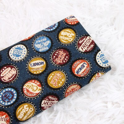 110X45Cm Dikke Katoenen Stoffen Door Yard Japanse Fles Cap Print Diy Naaien Tas Tafelkleed gordijn Party Home Decor