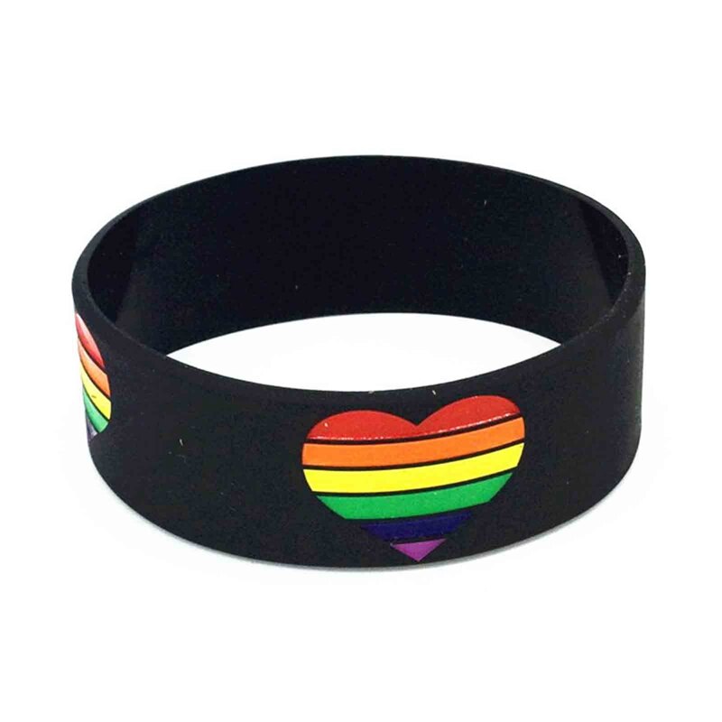 Pulsera de silicona multicolor para orgullo Gay, brazalete de goma multicapa, joyería: BL8417BK