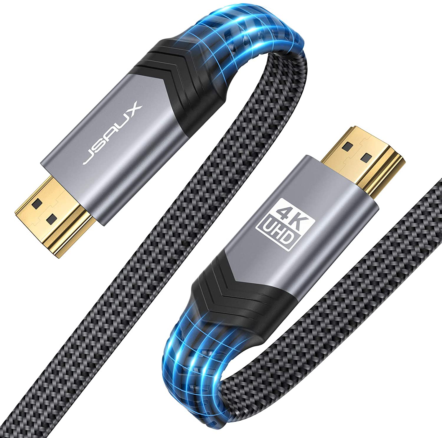 Jsaux 4K 60Hz Flat Cable 2m High Speed HDMI-compatible 2.0 Cable 18Gbps 3D 4K HDR 2160P 1080P HDCP 2.2 ARC Ethernet for tv pc: Gray