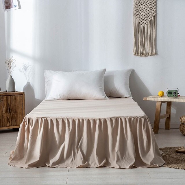 Soveværelse sengetæppe hotel hjem enkelt dobbelt størrelse seng nederdel hvid seng nederdele lagen med elastik nederdel let på/af sengen: Kamel / 120 x 200cm