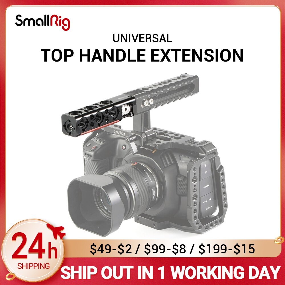 SmallRig – Cage de caméra DSLR, poignée supérieure, Extension droite avec 1/4 trous filetés et trous de localisation Arri, HTR2297