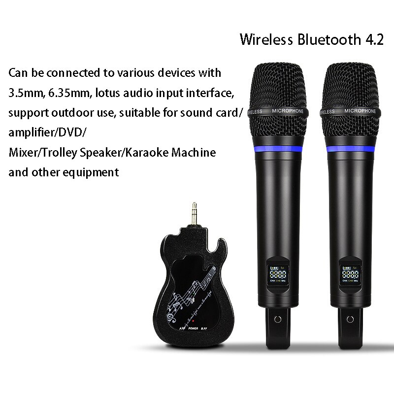 Wireless Microphone USB RCA MIC Handheld UHF Mic with Receiver for KTV Karaoke Party