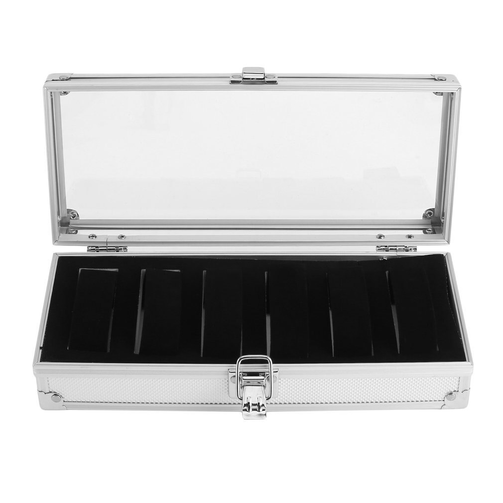 6 Grid Insert Slots Sieraden Horloges Toon Storage Box Case Aluminium Horloge Doos Sieraden Decoratie Organizer