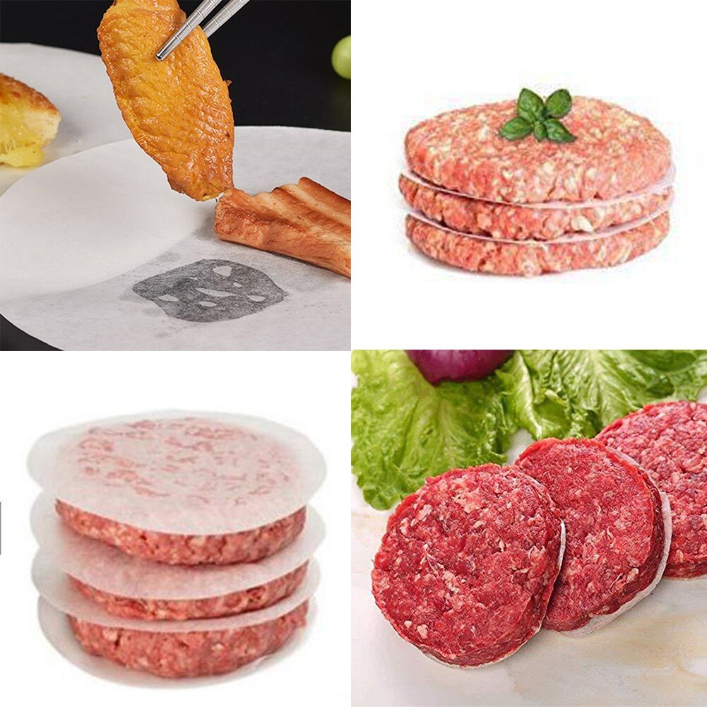 100pcs Round Hamburger Oil Blotting Paper BBQ Grill Paper Absorbing Sheet Non-stick Hamburger Patty Paper Kitchen Tools
