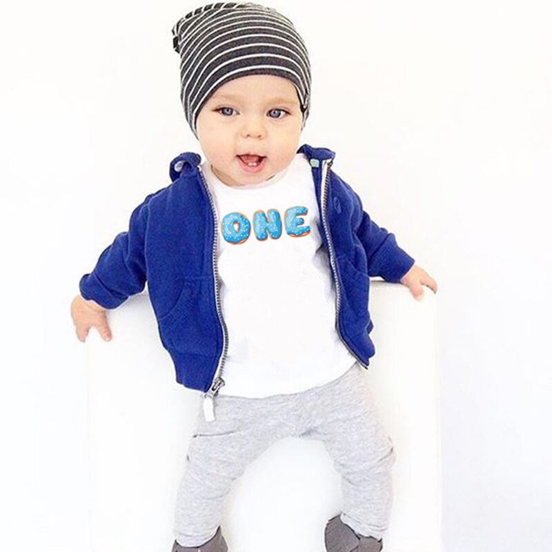 Donut 1/2 Verjaardag Nummer Print T-shirt Jongens Meisjes Verjaardag T-shirt Peuter Baby Leuke Party Kleding Korte Mouwen Kleding