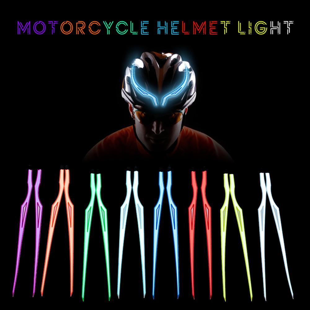 Tira de luz LED para casco de motocicleta, luz fría, señal luminosa para conducción nocturna, pegatina modificada impermeable, 2 uds.