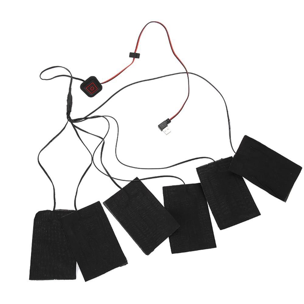 1 Set USB Electric Heated Jacket Heating Pad Outdoor Themal Warm Winter Heating Vest Pads For DIY Heated Clothing 6 sheet ED