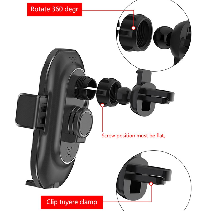 10 W Qi Draadloze Oplader Voor Iphone 11 Pro Xs Max X 8 Samsung S20 S10 Draadloze Snelle Opladen Infrarood automatische Auto Clip Beugel