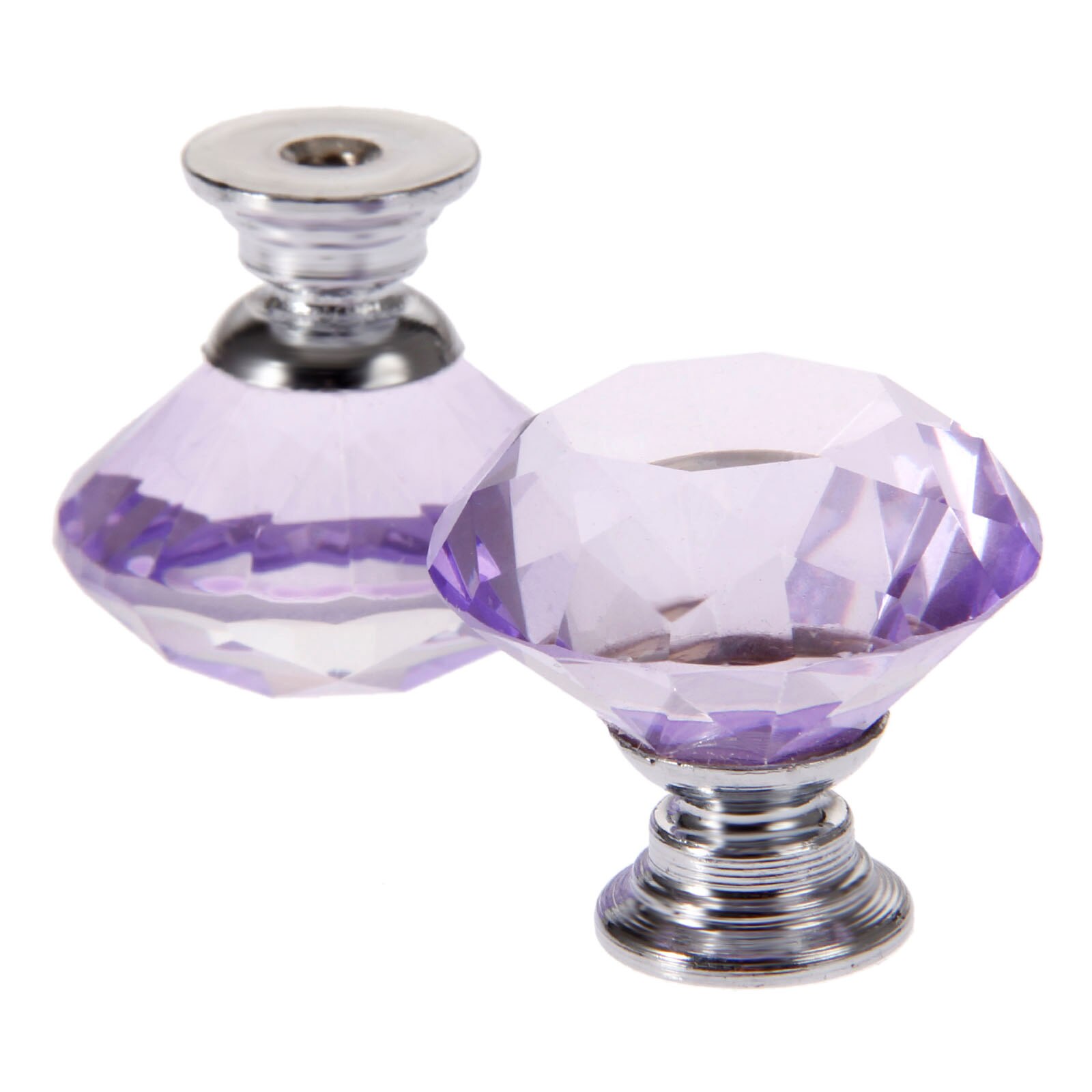 1x lilla krystal glas diamant form skab håndtag knopper køkken skab trækker skuffe knopper møbel håndtag hardware