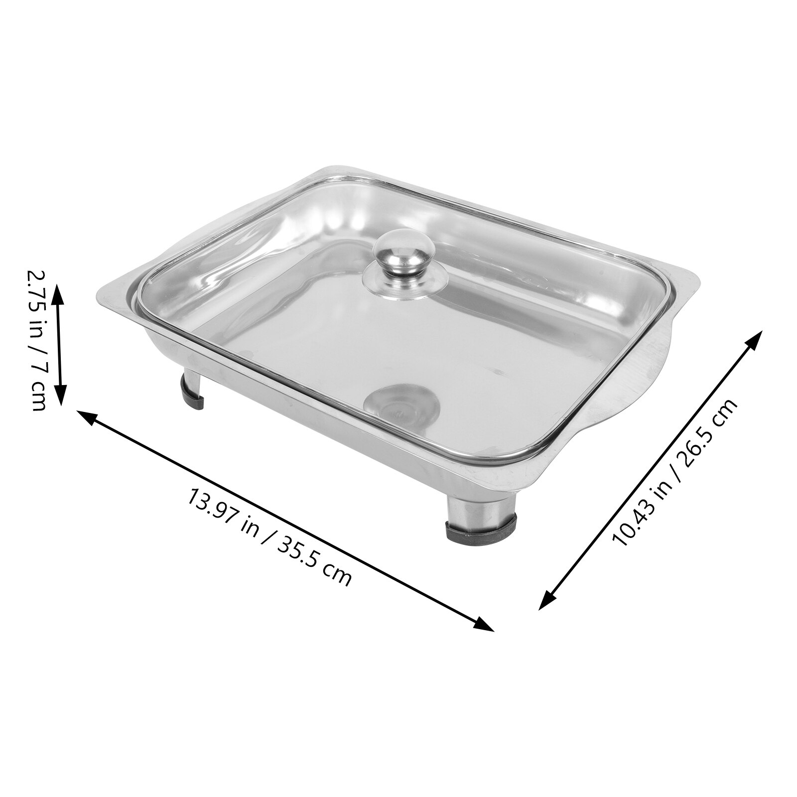 Covered Buffet Tray Stainless Steel Buffet Serving Tray Rectangular Canteen Tray Large Capacity Tray