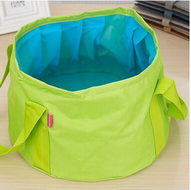 Lavabo de camping plegable portátil de viaje al aire libre, cuenco de cubo, bolsa de lavamanos, cubo de agua 15L: green