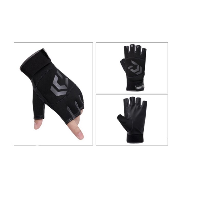 1 par de guantes de pesca universales para hombre y mujer, accesorios de pesca antideslizantes con tres dedos, guantes SBR: 1
