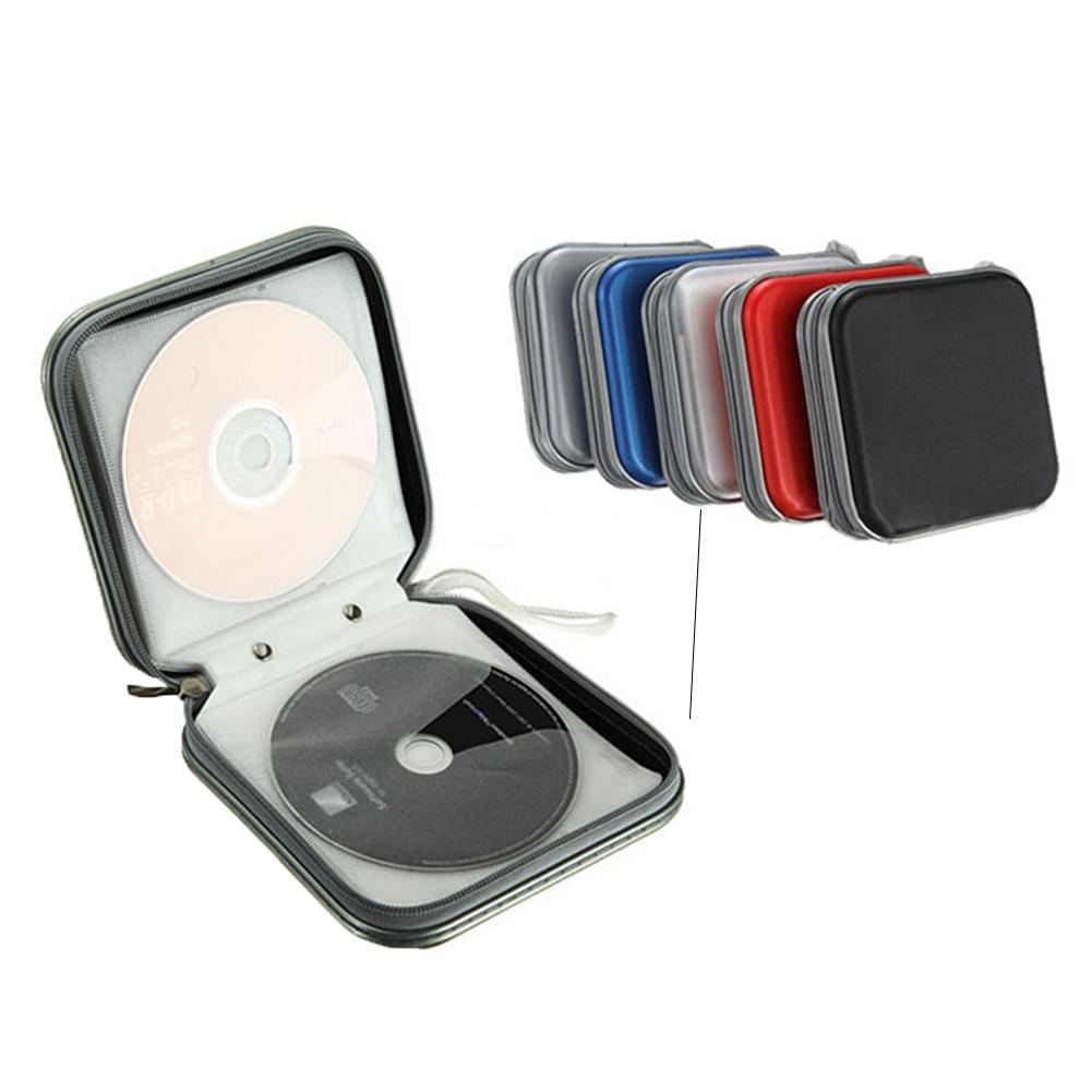 Portable 40pcs Disc CD DVD Wallet Storage Organizer Case Boxes Holder CD Sleeve Hard Bag Album Box Cases with Zipper: White