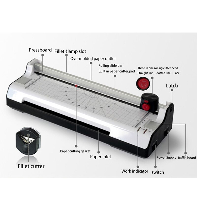 Multi-Function 3 in 1 Photo Laminator A4 Trimmer Machine Sealed Plastic Laminating Machine Cold Laminator EU Plug