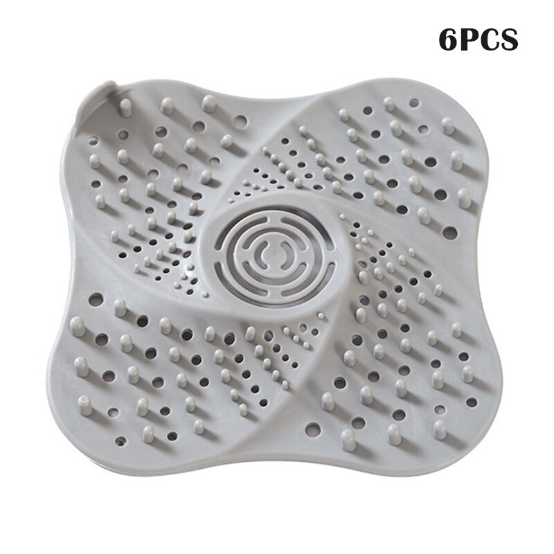 6 stuks doucheafvoer haarvanger badstop afdekking afvoerbeschermer tpr gootsteen afvoerzeef rioolfilters  js22: Grijs