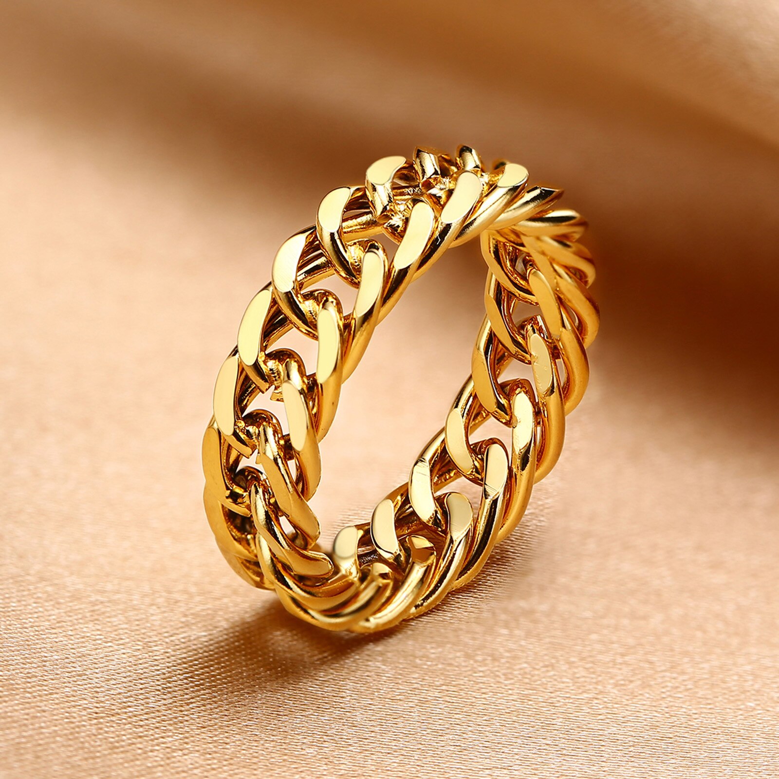 Chain Ring Roestvrij Stalen Ringen Voor Mannen Vrouwen Geometrische Roun Ring Vinger Ring Sieraden