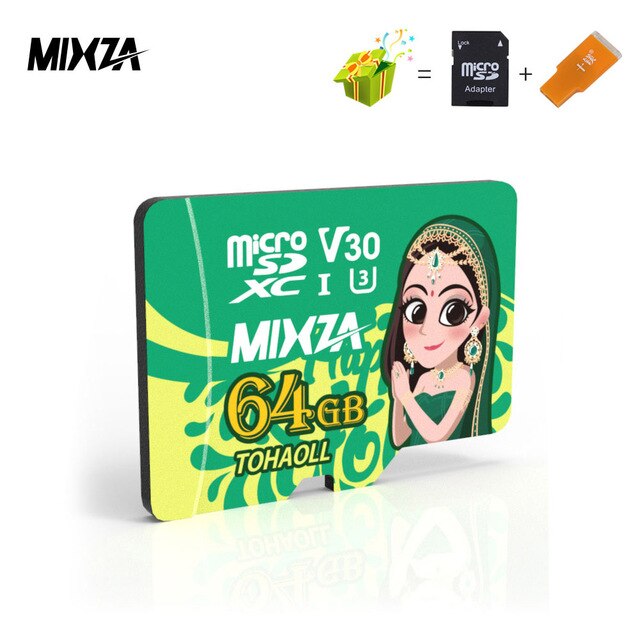 MIXZA-tarjeta de memoria 256GB, tarjeta Micro sd Clase 10 de 128GB, 64GB, U3, 80 MB/S, 32GB, flash, TF/SD, UHS-1: 64GB U3-Adapter-CR