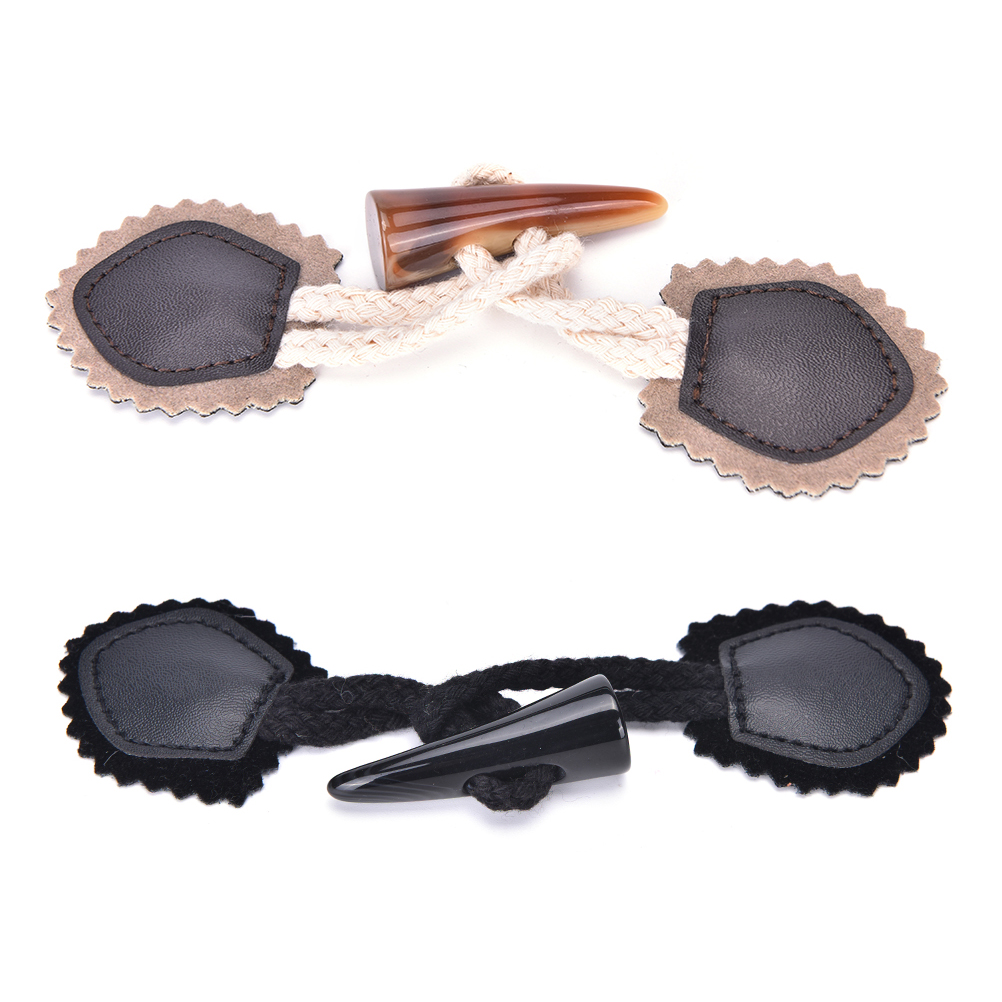 1 par de botones de costura de cuerno de buey para abrigo chaqueta negra y marrón DIY accesorio de ropa negro café