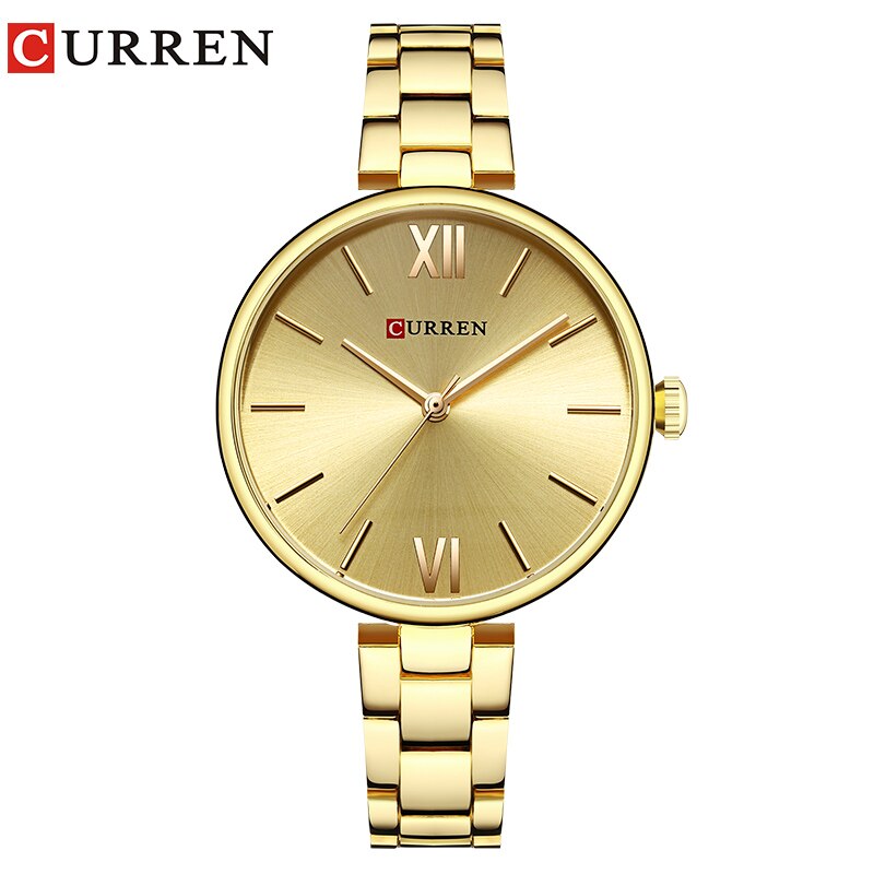 CURREN Vrouwen Horloge Mode Luxe Horloge Reloj Mujer Rvs Vrouwelijke Klok Quartz Armband Horloge Klok: gold