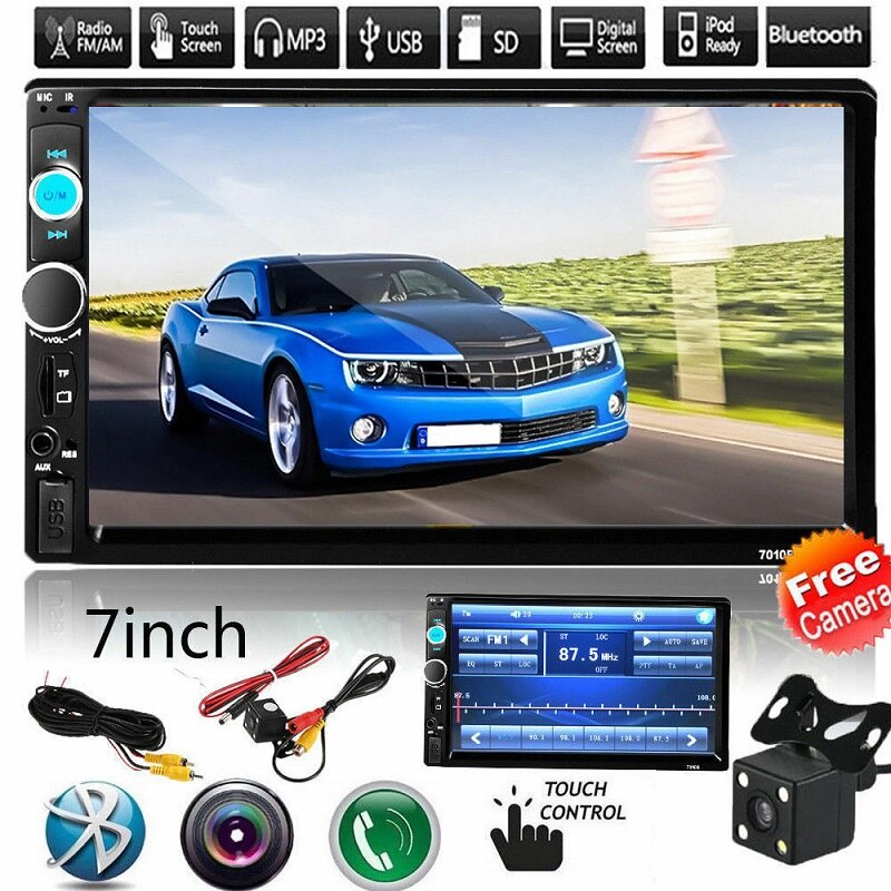 Car MP5 Player 7 Inch Touch Screen MP5 Bluetooth Mirror USB Car Digital Multimedia Player Rear View Camera 7010B Standard