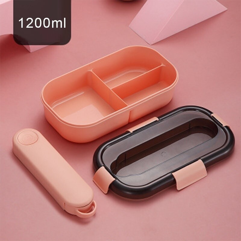 Magnetron Lunch Divisie Grids Box Servies Voedsel Opslag Container Kinderen Kids School Office Draagbare Bento Box Lunch Tas: Pink