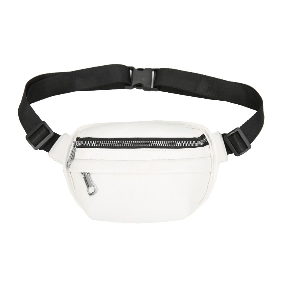 Borsa a tracolla in tinta unita moda donna PU cerniera in pelle marsupio borsa a tracolla borsa da viaggio giornaliera da donna 2021: WHITE