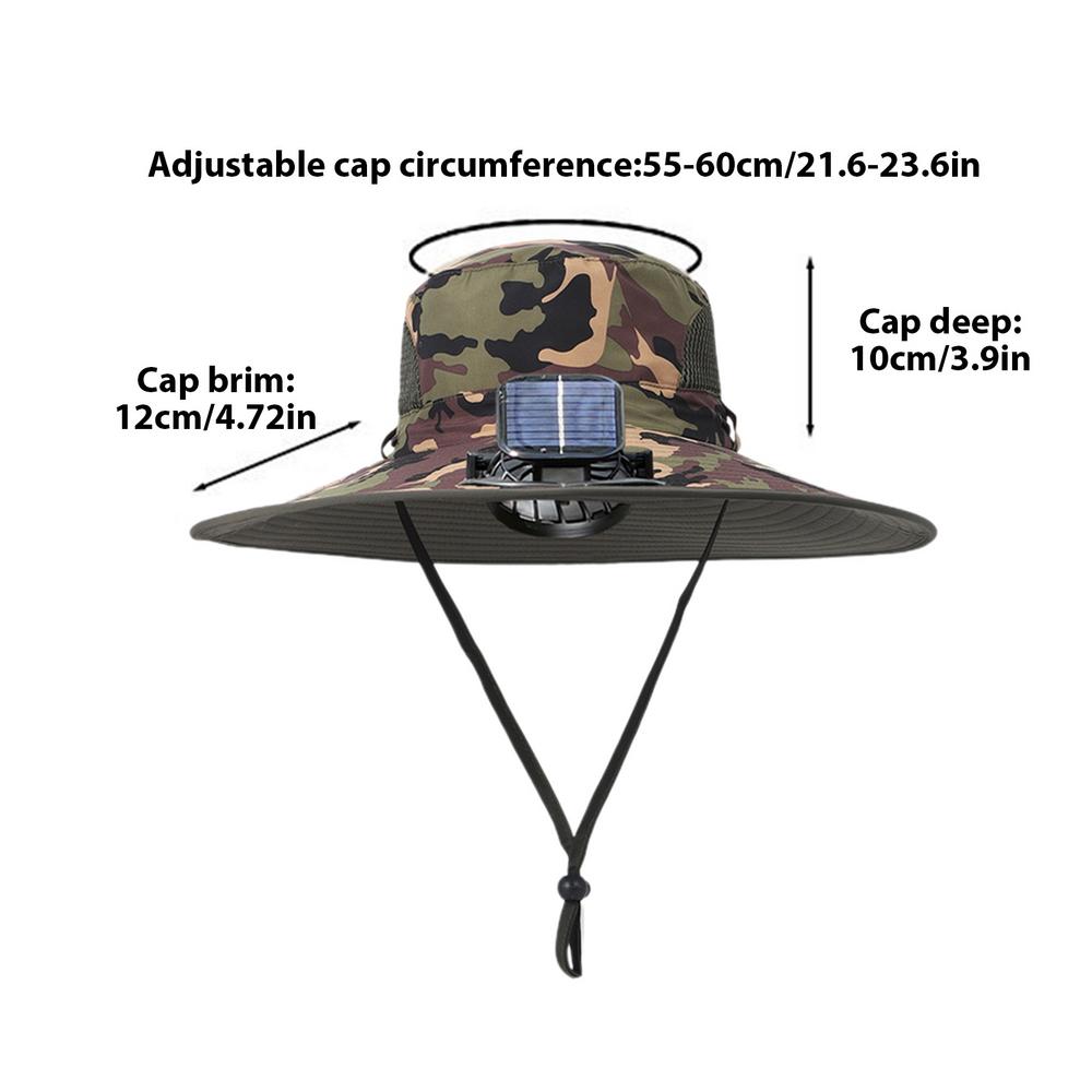 Fischerhut mit Solarventilator, wiederaufladbarer Sonnenhut mit Solarventilator, leichte Angelhüte, breite Krempe, draussen-Sonnenschutz zum Wandern: Blau