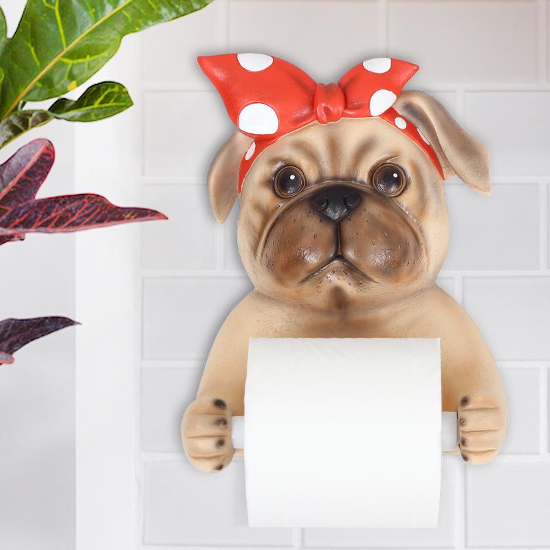 Colgador de toallas para colgar en la pared de perro Giraffe, caja de pañuelos para papel higiénico, decoración de artesanía de resina para restaurante o casa R2034