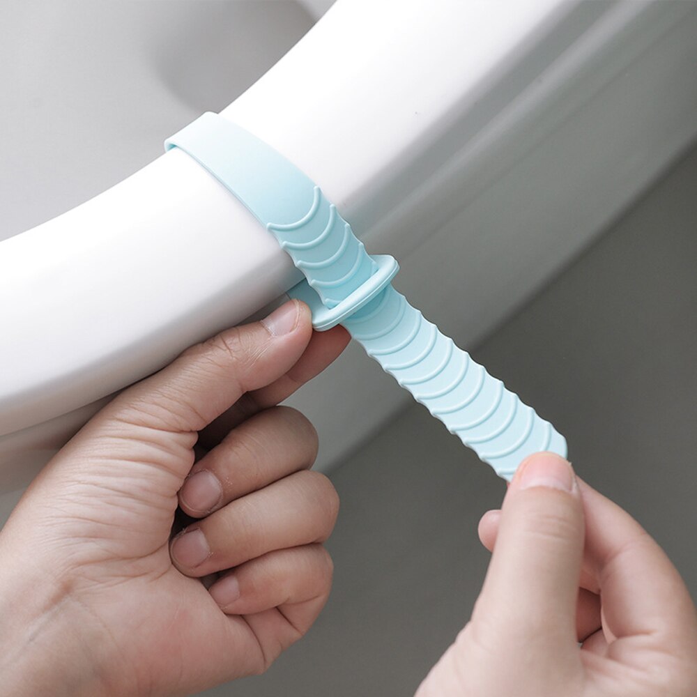 2 stuks huishoudelijke roze en blauwe toiletdeksels van siliconen, verstelbare hurktoiletdeksels, toiletgreep, badkamerbenodigdheden