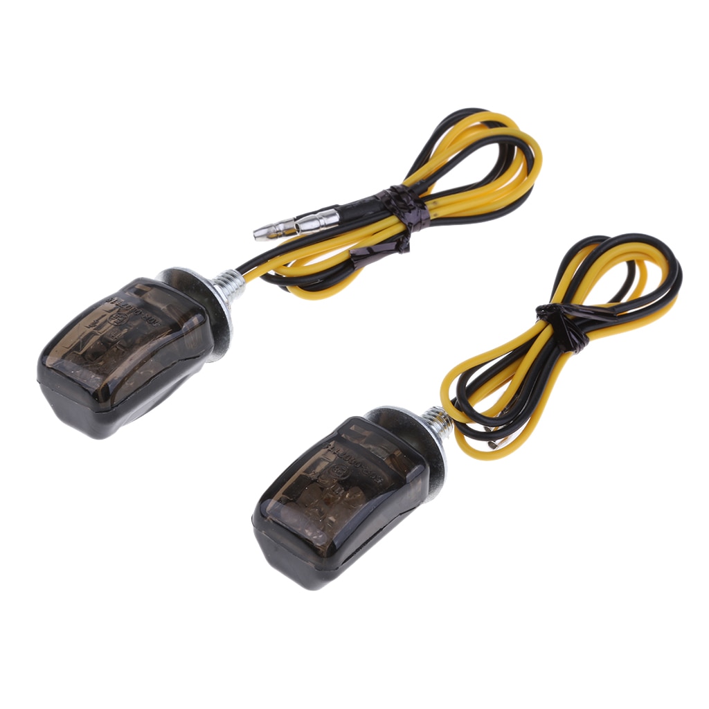 Tiny Mini Micro Motorcycle Amber LED Indicators Blinkers Turn Signal Black