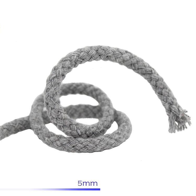 Reb snor 5mm*10m otte-strenget hul farvet bomuld macrame snor hvid rød sort special hvid reb ask håndlavet gør-det-selv reb: Grå 5 mmx 10m