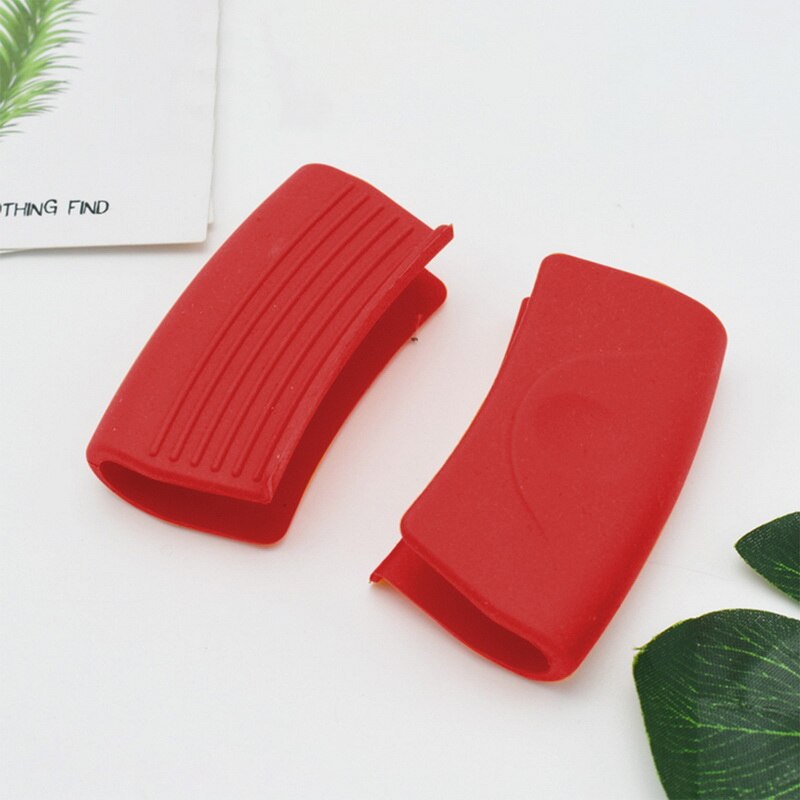 Cuisine cuisson Gel de silice isolation thermique pince Anti échaudage gants antidérapants ménage bol four four à micro-ondes outils pratiques: 1 Pair Red