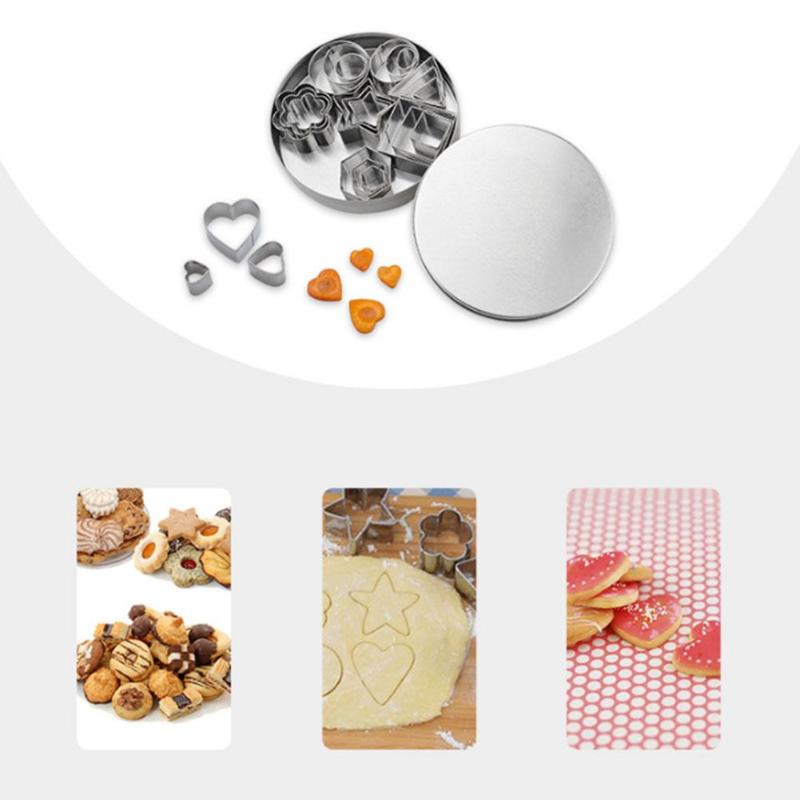 24 stk rustfritt stål mini cookie kutter sett kjeks baking bakverk kuttere skiver kjøkken bakform til kake dekor form