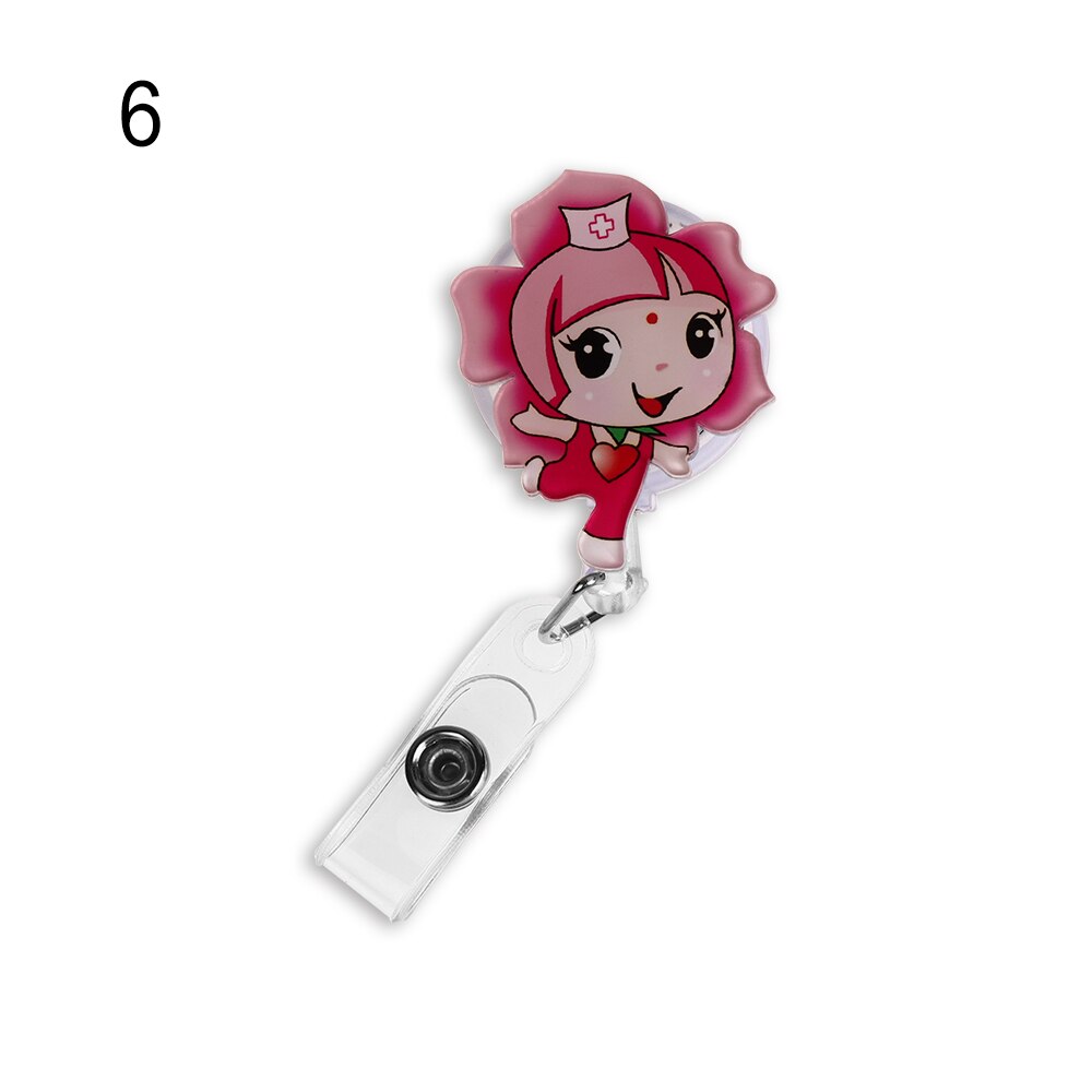 Una unidad de Mini insignia retráctil de dibujos animados, cordón para el carrete de Clip de enfermera, Tarjeta De Nombre de identificación, soporte, Clip, patrón de estudiante, insignia de enfermera, Clip: 6