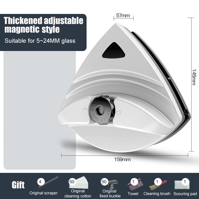 Gesew husholdning højhuse glas viskerbørste magnetisk vinduesvisker dobbeltsidet hjem glasrenser rengøringsværktøj til børstevinduer: 5-24mm