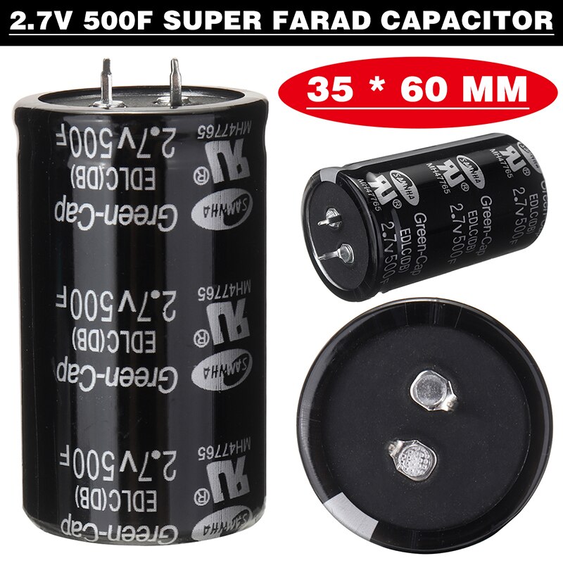 1 Piece Super Farad Capacitor 2.7V 500F Electronic Components Car Automobile Farad Capacitor Accessories 35*60mm