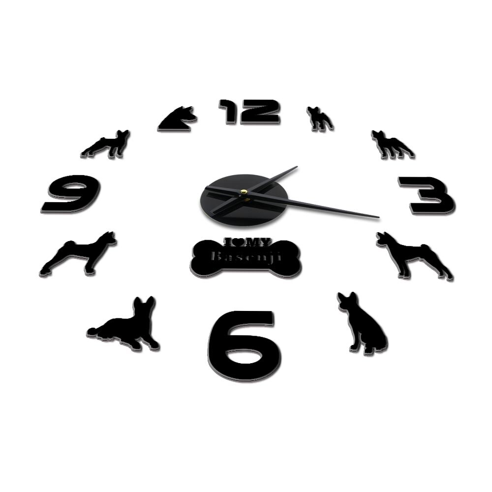 Basenji-Reloj de pared de estilo africano para perros, pegatinas de pared para reloj de sala de estar