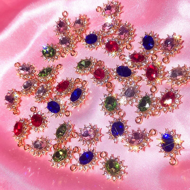 Flatfoosie 10 Pz/set di Modo FAI DA TE Accessori Dei Monili di Cristallo Multicolore Geometrica Strass per Fare il Orecchini FAI DA TE Collane