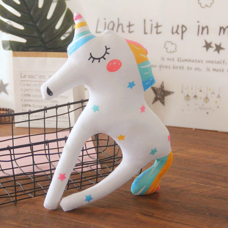 Hoiime print levendige eenhoorn kussen pop speelgoed dier paard vorm schattig kantoor knuffel kerst kussen camera decoratie: Hemelsblauw / 40*60