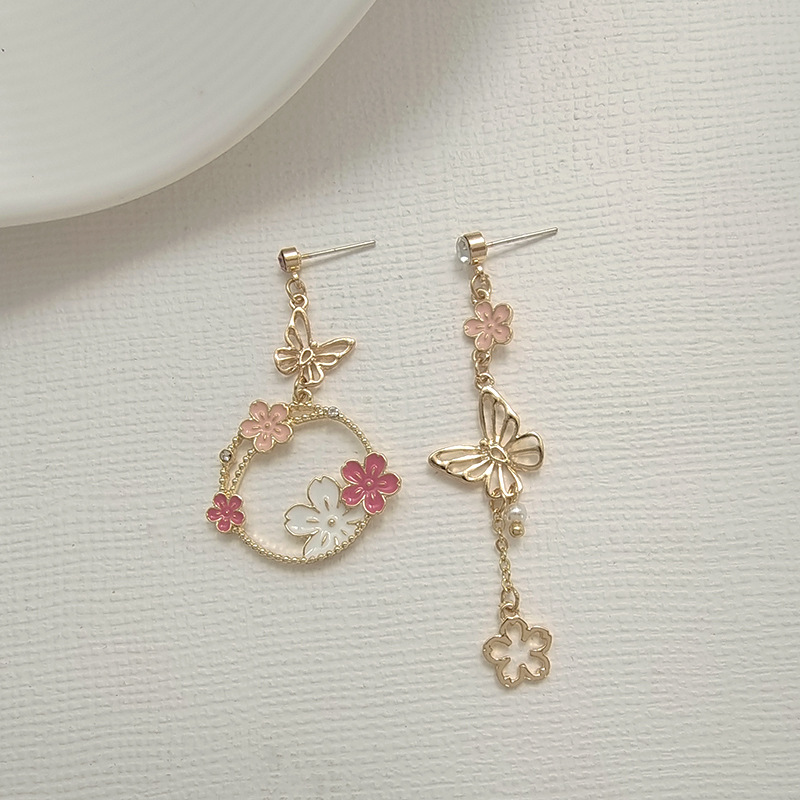 Boucles d'oreilles coréennes élégantes en forme de fleur et de papillon pour femmes, cristal exquis en Zircon, longues pampilles, bijoux de tempérament pour filles: PALLADIUM