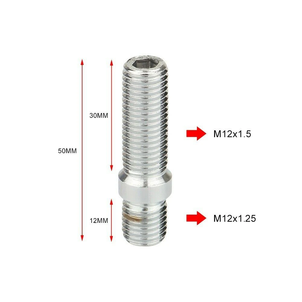 1-delige verlengde wielbouten conversie hoge wielbouten schroefadapterset (M12x1.25,M12x1.5,M14x1.25,M14x1.5): Rood