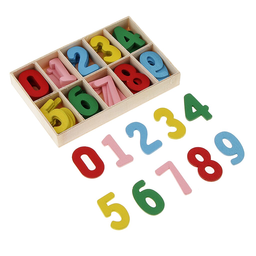 60 Pieces Colorful Wooden Number for Kids Early Learning Educational ...