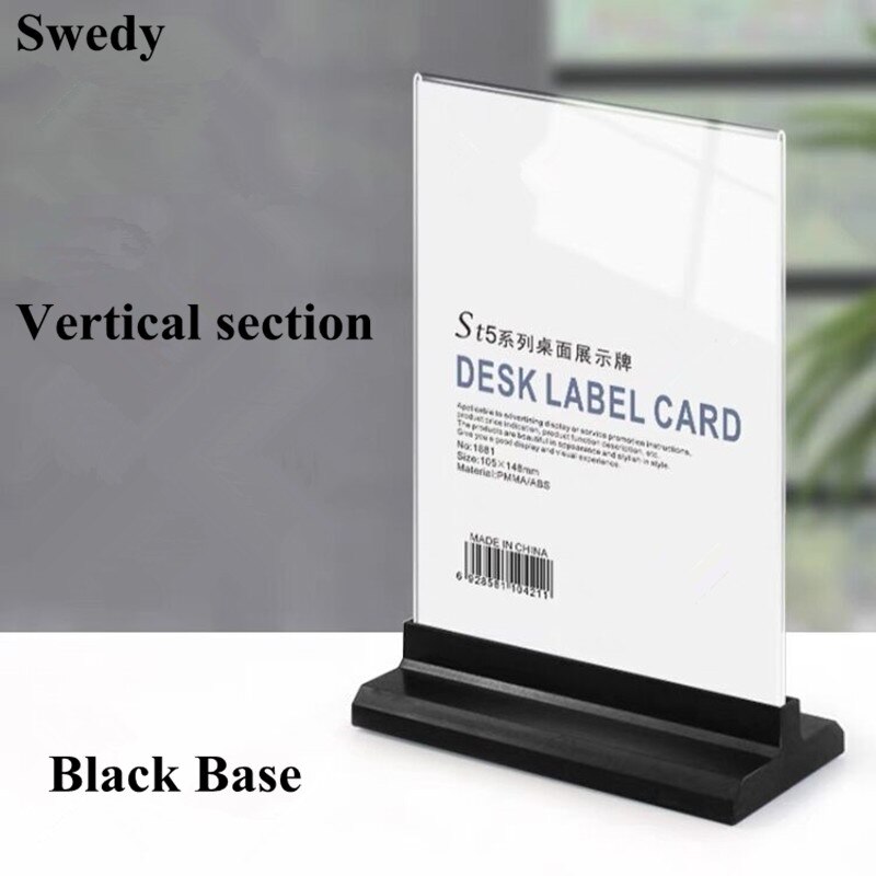 A5 148X210MM Double-Sided Desktop Acrylic Sign Holder Plastic Display Stand Restaurant Table Menu Card Flyer Holder Poster Frame: A5 Black Vertical