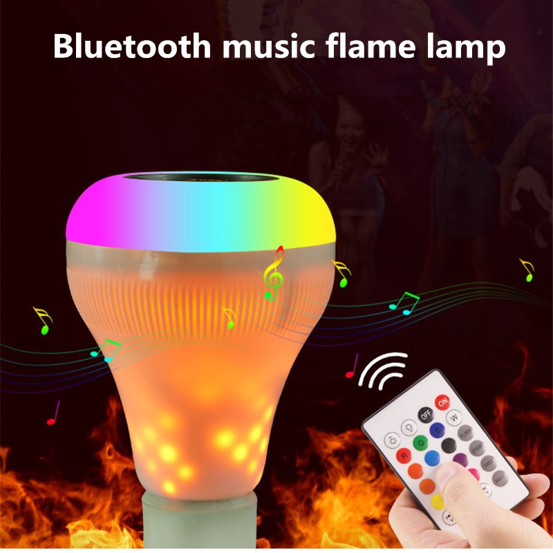 Draadloze Bluetooth Speaker Vlam Lamp E27 RGB Vlam Lampen Lamp Smart Led RGB Muziek Lichten