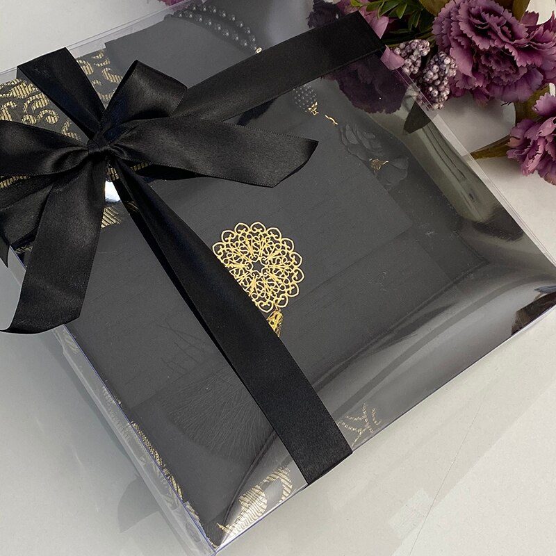 Ensemble de islamiques, tapis de prière blanc, en velours, livre Yaseen Tasbeeh, châle, faveurs du Coran, fête des mères musulmanes, Ramadan: Black