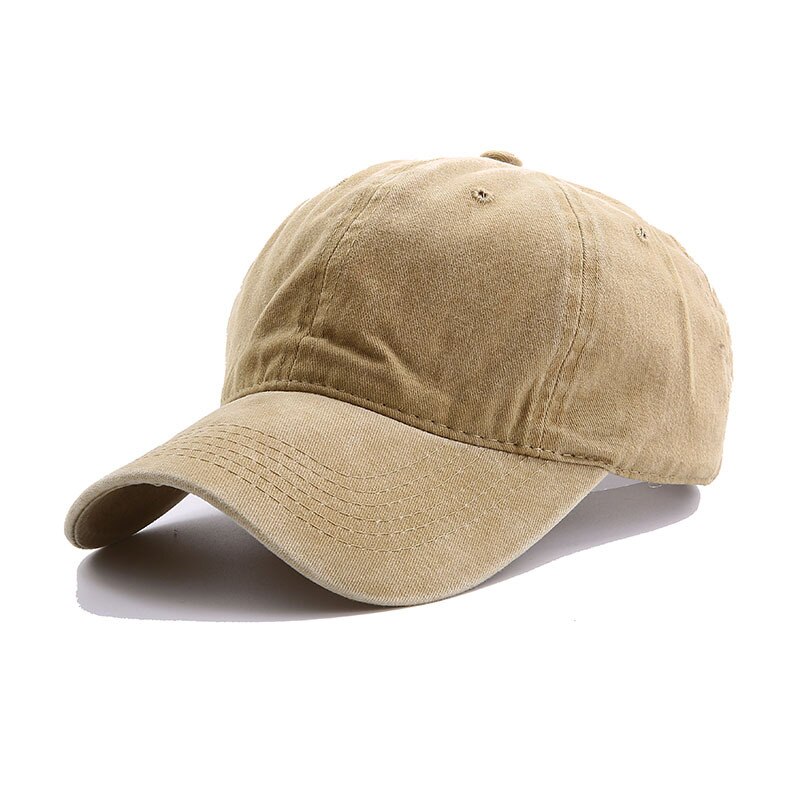 Korean Men&#39;s Baseball Cap Washed Cotton Light Board Multi-Color Optional Pure Color Bone Cap Stitching Hip Hop Sun Visor Dad Hat: khaki