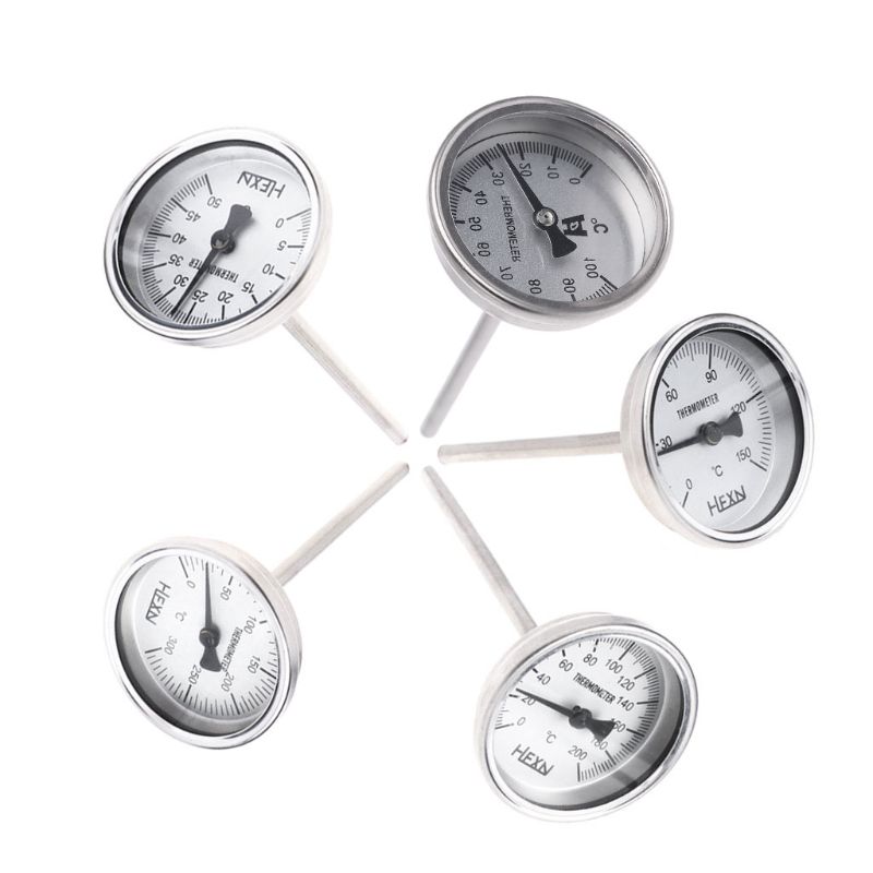 Stainless Steel Bi-metallic Thermometer 1/4PT Thread L=100mm 0~50~300℃ WSS-303 B95A